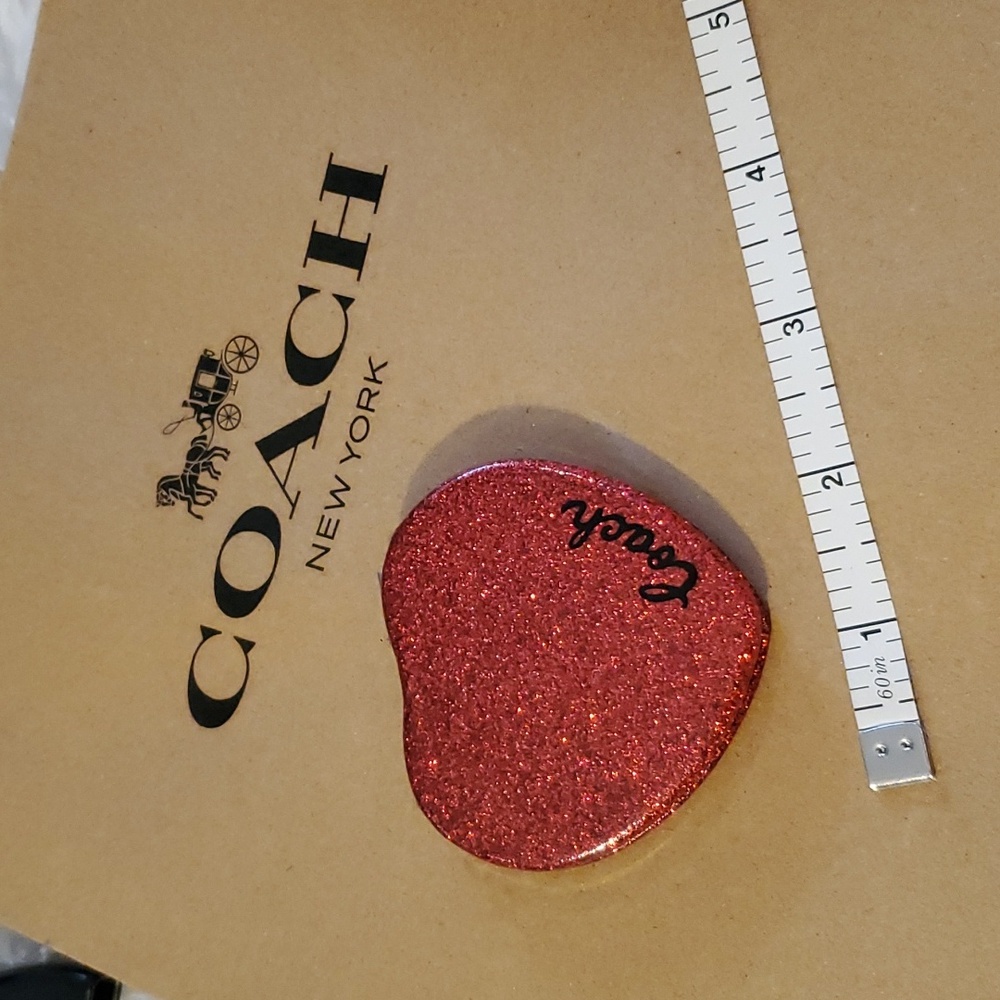 ❤ COACH ❤ Sparkly Red Heart Shape Compact Mirror